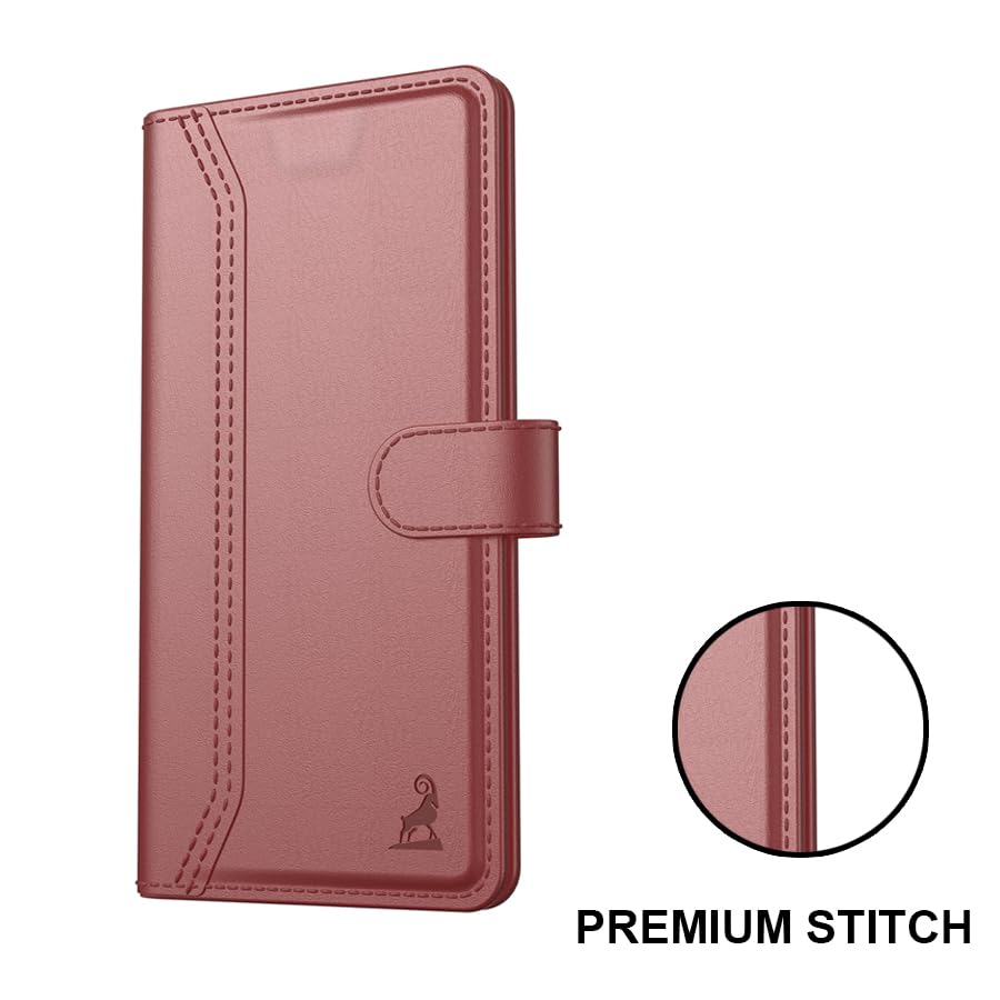 Image of AIBEX Compatible for Motorola Edge 60 Pro 5G Flip Cover Leather Finish with Magnatic Closure | Inside TPU with Card Pockets | Wallet Stand | Complete Protection Flip Case -Brown