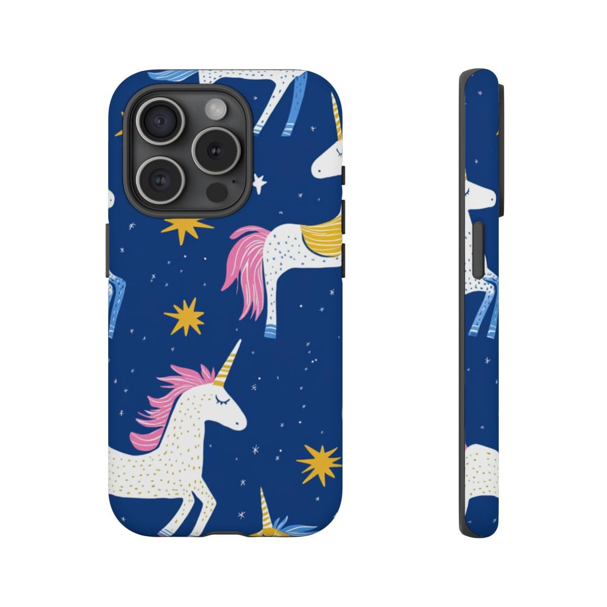 Coque iPhone 15 Pro licorne bleue rigide mate - 4
