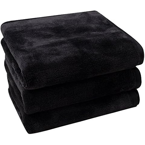 Hochwertiges Make-Up Entferner Tuch Reinigen und Abschminken nur mit Wasser, ohne Chemie Mikrofaser Abschminktuch wiederverwendbar & hypoallergen 3er Set Gesichtsreinigungstuch 30 x 30 cm schwarz Cover
