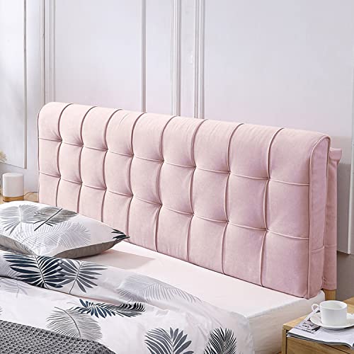 Almohada tapizada de terciopelo para cabecero de pared, color rosa, funda extraíble de gran tamaño, 135 cm de ancho