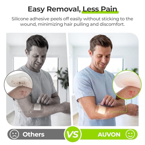 Image of AUVON Silicone Foam Dressing with Large Adhesive Border, 3 inch x 3 inch 10 Packs | Wound Dressing Bandage with High Absorbency, Waterproof Silicone Foam Pads for Wound Care & Protection Plus Cushioning