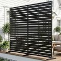 SUNYRISY 2Pack Metal Outdoor Privacy Fence Screen for Balcony Patio Deck Garden Decorative Room Dividers, Freestanding Steel Privacy Wall Fence Panel for AC Unit and Trash Can, 71''H×46''W Black