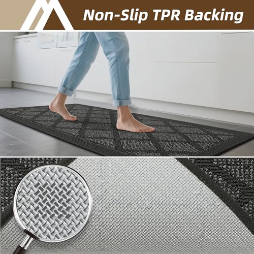 COSY HOMEER Kitchen Rugs, 2 PCS Kitchen Mats Non Slip Washable,Dark Grey — view 4