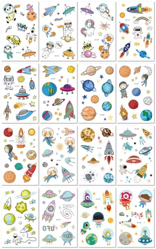 Tatuajes Temporales Infantiles Resistentes Al Agua, Lindos Tatuajes Temporales Con Temática Espacial 120 * 75mm