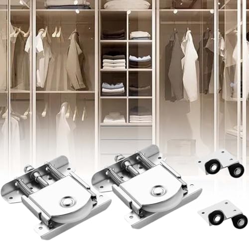 BURTONN 2 Piezas Kit Puertas Correderas Armario, Polea Puerta Corredera Accesorios, Rueda para...
