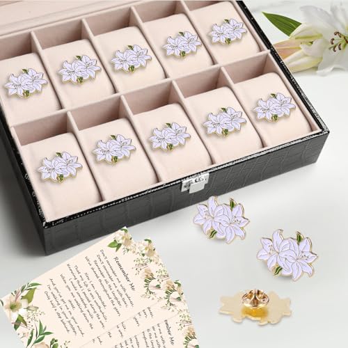 Image of Funeral Favors for Guest Memorial Pins Celebration of Life Decorations Lapel Pin Brooches Poem Cards White Organza Bags Gift Bag for Who Loss Loved One