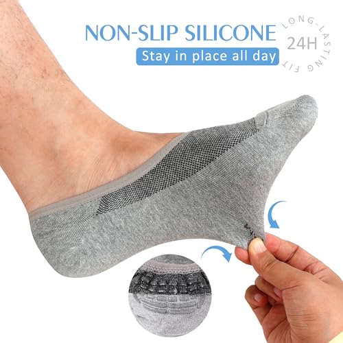 Sunm Boutique Men's No Show Socks 3/6 Pairs Low Cut Invisible Cotton Socks for Loafer with Non Slip Grips Size 6-10/10-134