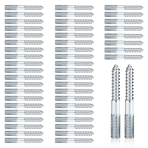 50 Stück Stockschrauben M8 x 60 mm: Torx Stockschrauben Schraubstifte aus verzinktem Stahl Doppelgewindeschrauben für Rohrschellen Möbelmontage Holzgelenke und Möbelbeine