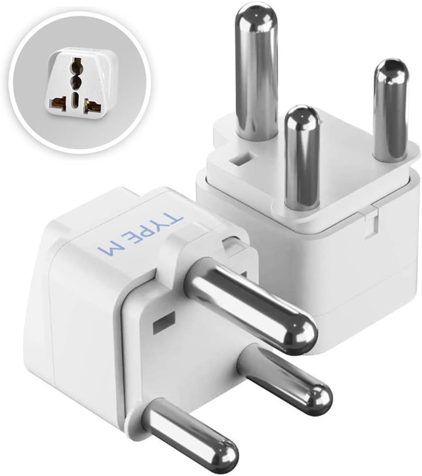 Ceptics India to South Africa, Botswana, Namibia & More (Type M) Travel Adapter Plug - CE Certified - RoHS Compliant - 2 Pack (GP-10L-2PK)
