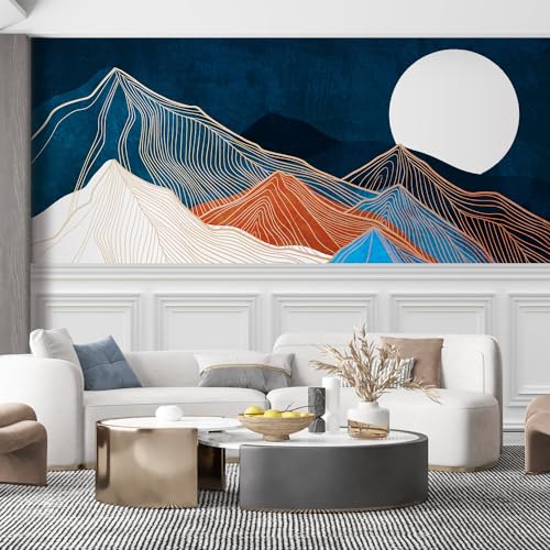 SIGNFORD Removable Wall Sticker/Wall Mural Watercolor Granite Marble Mountain Forest Nature Wilderness Illustrations Modern Art Rustic Landscape Decorative for Living Room, Bedroom, Office - 66´´x96´´