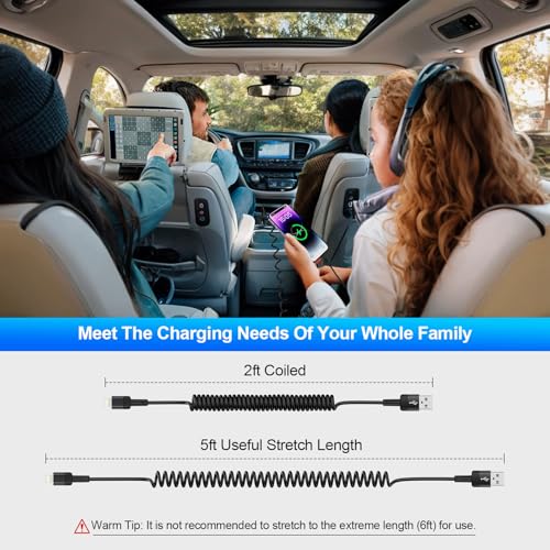 Coiled Lightning Cable,5FT iPhone Charger Cord [Apple MFi Certified] Fast Charging Compatible with iPhone 14 13 12 11 Pro Max XR XS X 8 7 6 Plus SE,iPad,iPod,Retractable Car Charger Long Carplay Cable by kigpozi - Image 4