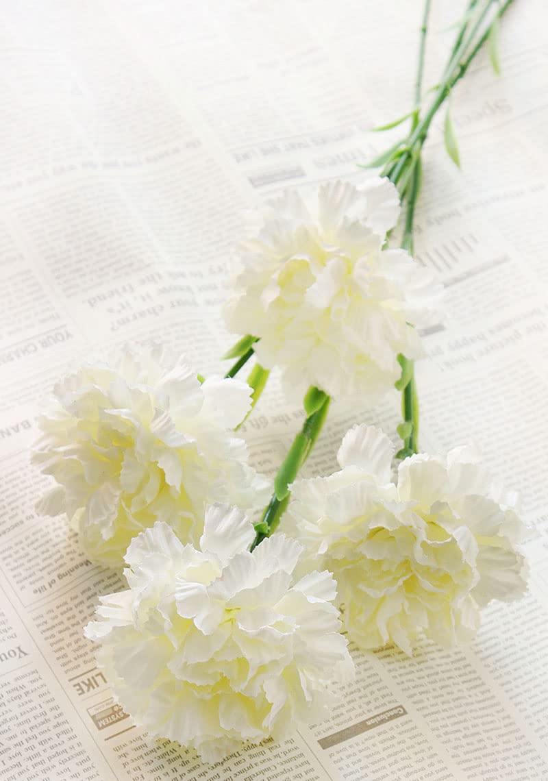 Fiore di garofano finto bianco avorio - Decorazione realistica in seta per matrimoni (altezza 30 cm) - Italia