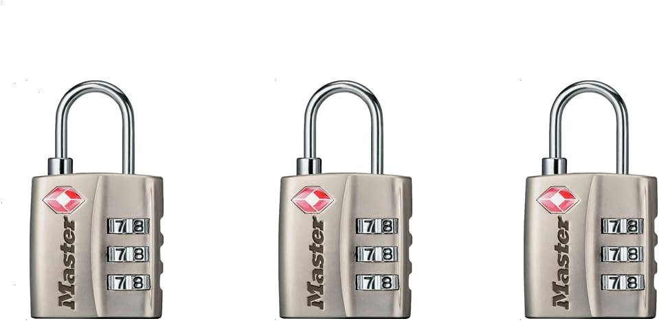 Master Lock 4680DNKL TSA-Accepted Set-Your-Own Combination Lock, Nickel 3 Pack