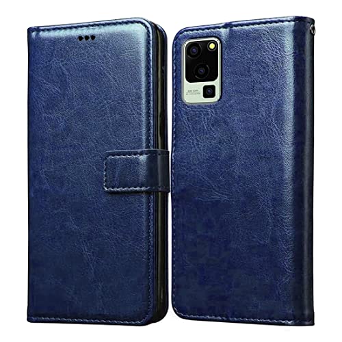 Image of Amazon Brand - Solimo Flip Leather Mobile Cover (Soft, Flexible & Kickstand Back case) Compatible for Lava Blaze 5G (Blue)