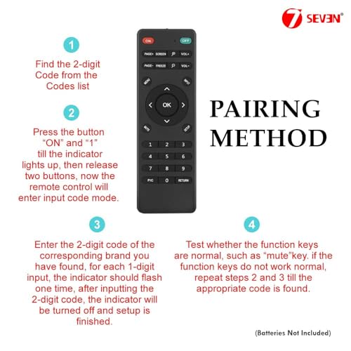 Image of 7SEVEN Universal Projector Remote Control RM-P1375 Plus Model Suitable for Compatible Projector Brands Listed in Catalogue with 2 Step Easy Configuration - Pairing Must !