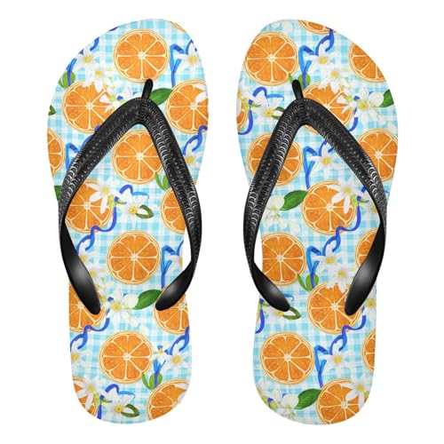 Sinestour Orange Blossom Flip Flops for Beach Thong Sandals Anti-slip Lightweight Flat Slippers for Indoor Outdoor House