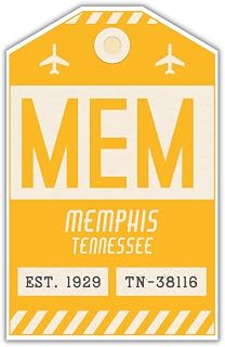 MEM Memphis Tennessee Luggage Tag Sticker/Airport Code Baggage Decal/Collectible Travel Decor/Vintage Inspired Design (Yellow)