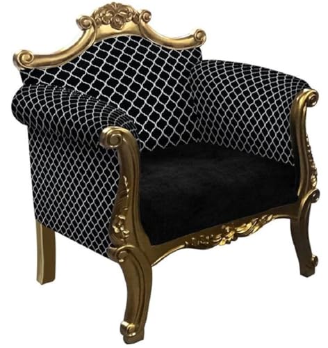 Casa Padrino Fauteuil baroque avec motif noir/argenté/doré - Fait main - Style baroque - Salon...