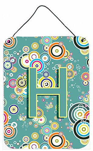 Letter H Circle Circle Teal Initial Alphabet Wall and Door Hanging Prints