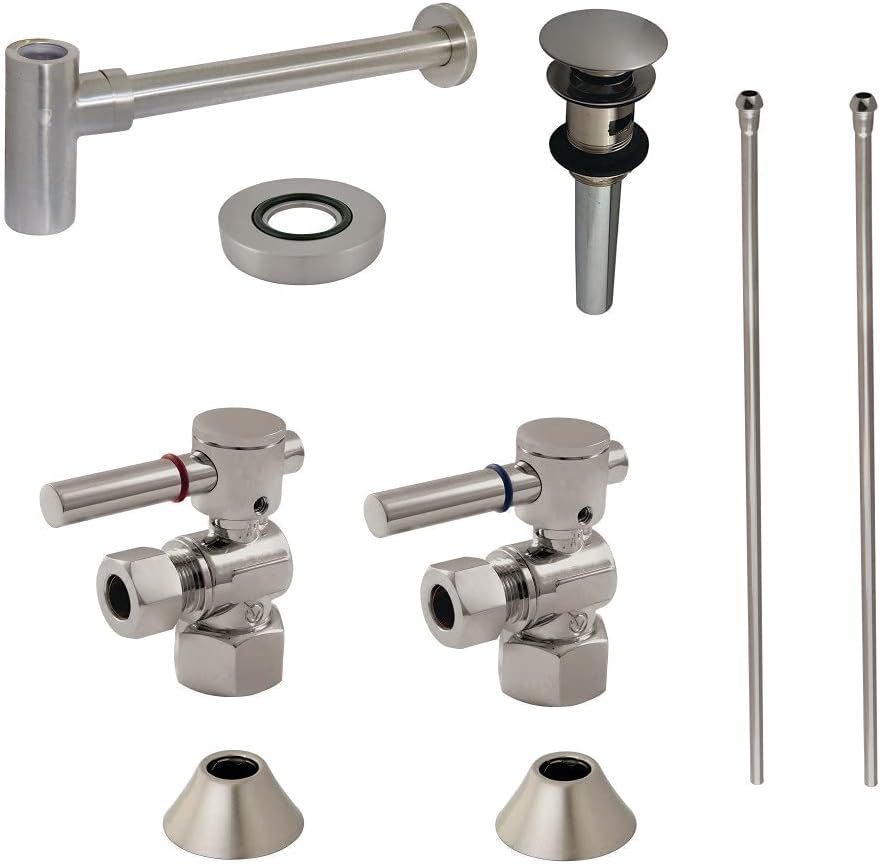 Kingston Brass CC43108DLVOKB30 Trimscape Modern Plumbing Sink Trim Kit with Bottle Trap and Overflow Drain in Brushed Nickel