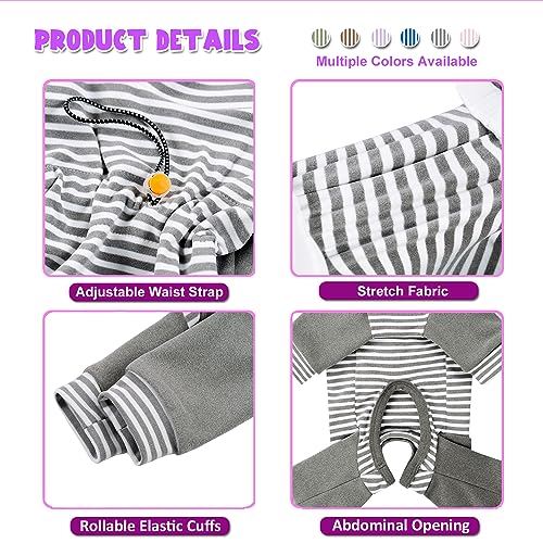 Small Dog Recovery Suit, Stripe Anti-Shedding Dog Pajamas Pjs, After Surgery Dog Jumpsuit, Dog Sweater Coat for Puppy Small Dog_M(Gray) - Image 4