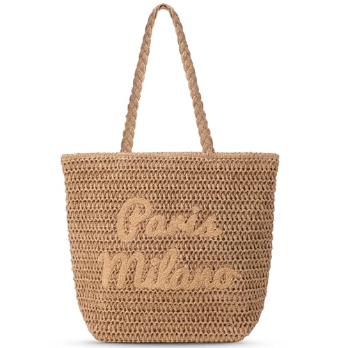 Bolso de playa grande para mujer tejido de paja miniatura 1