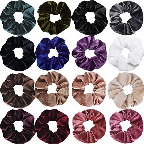 ANBALA 16 Pack Velvet Hair Scrunchies Soft Velvet Scrunchy Bobbles Elastic Hair Bands Ties Hair Accessories for Women, 16 Pack