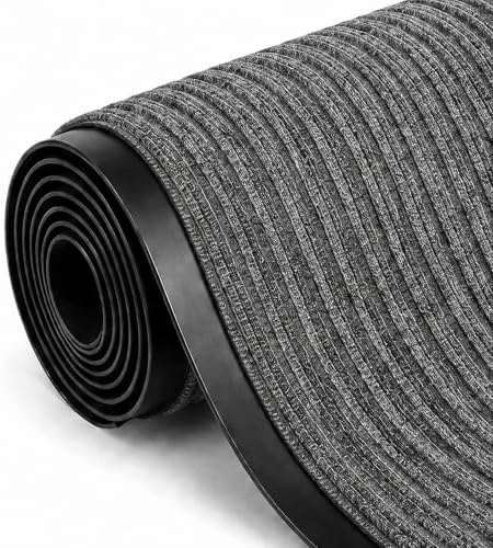 Grey Stripe Runner Rug 3x10 FT, Non-Slip PVC Backed Commercial Ca...