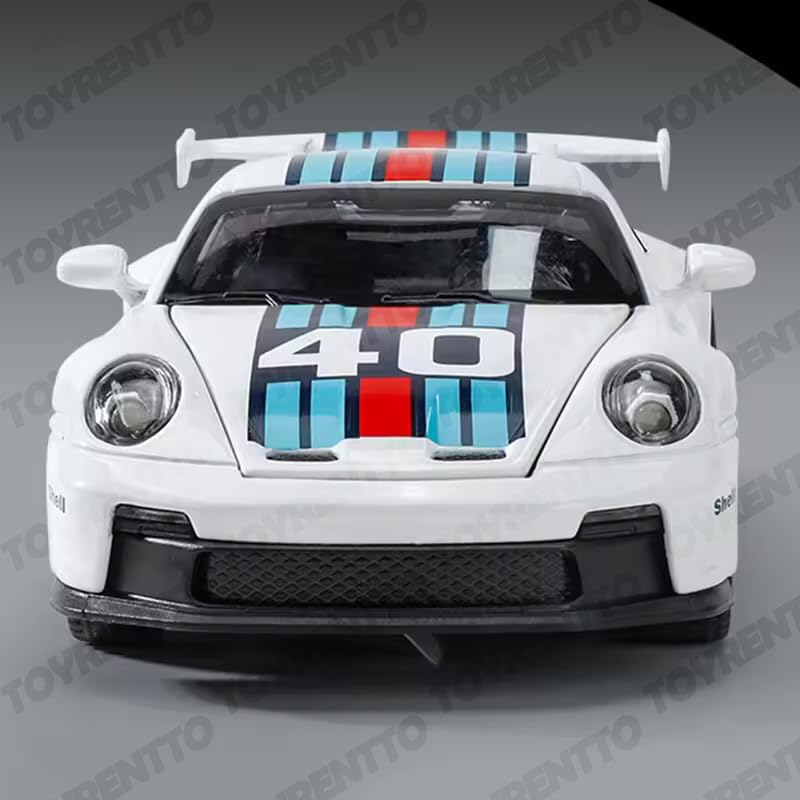 Image of 1:32 Scale Porsche Maritni Die-Cast Car Toy with Lights & Sound Pull Back Sports Car Model with Opening Doors & Hood Gift for Kids & Collectors