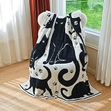 Cute Cat Pattern Blanket Ultra Soft Cozy Microfiber Knitted Throw Blanket Lightweight Fleece for Sof