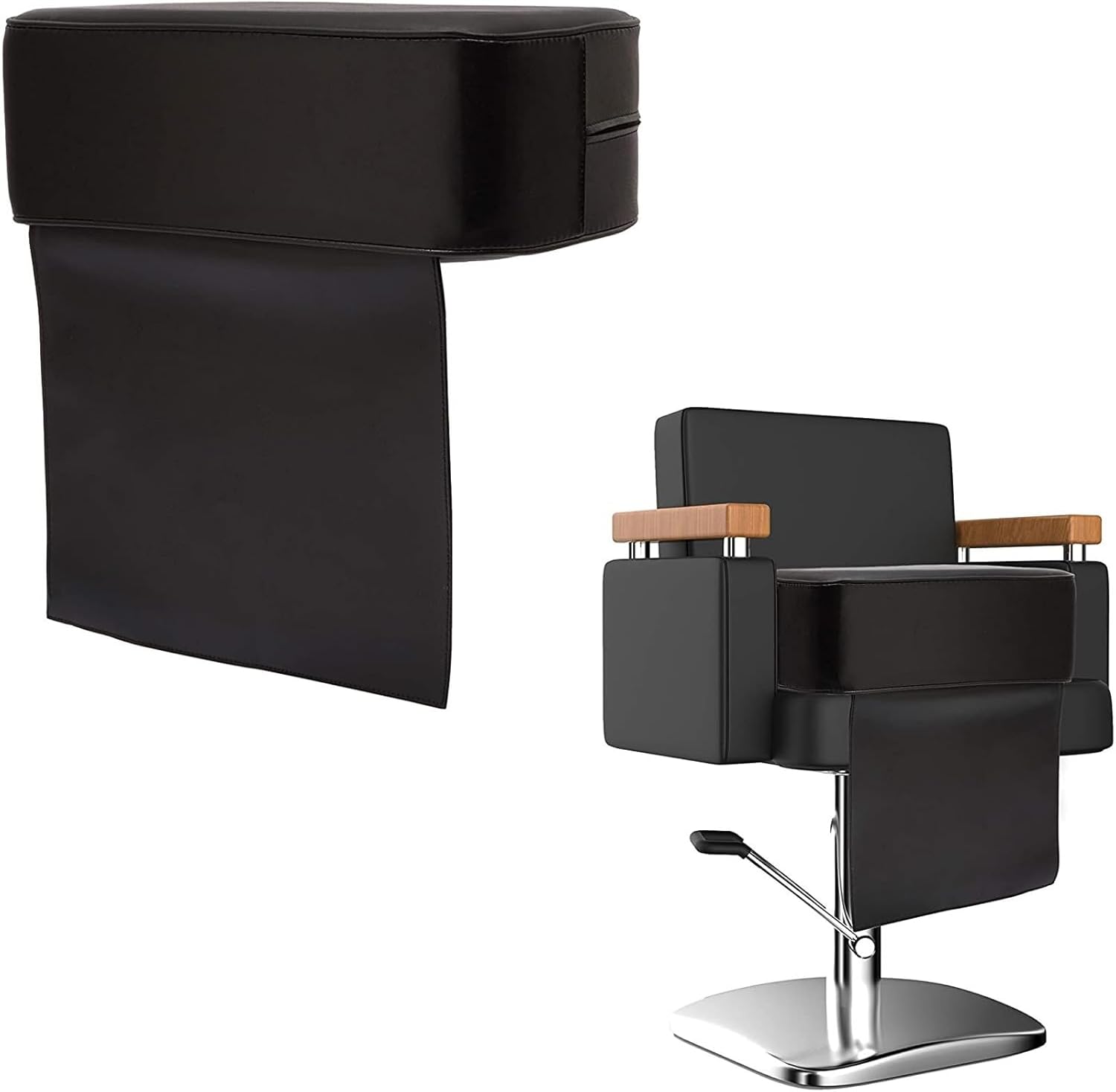 Okuna Outpost Kids Booster Seat - Thick Foam-Padded Hair Salon Equipment - Versatile Salon & Kitchen Table Toddler Chair - Waterproof & Portable Stylist Chair Attachment - Black, 14.5 x 11 x 6 in