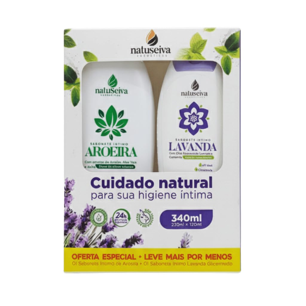 Kit Sabonete Íntimo Aroeira Menta 220mL + Sabonete Lavanda 120mL Natuseiva | Frescor e