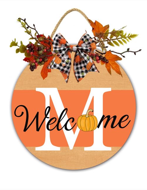 Fall Front Door Decor Sign, Welcome Fall Wreath, Personalized Family...