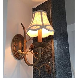 Phil lamps Applique Vintage E14 Décoration De Style Country Américain Abat-Jour en Coton Et Lin Éclairage De Couloir/Balcon, [Niveau D’énergie A +], 17X30cm