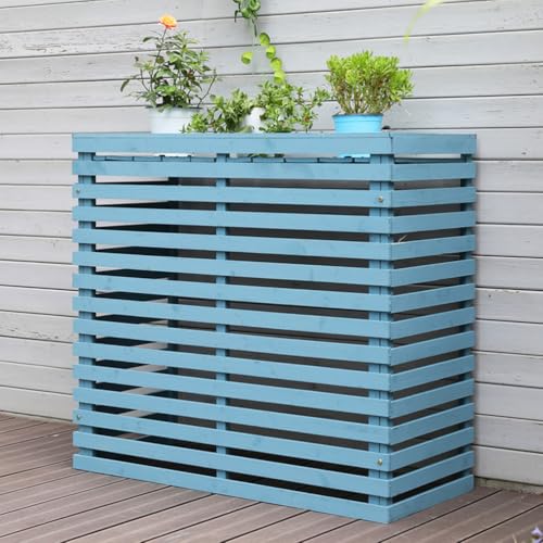 DVTFRUI Klimaanlagen Abdeckung,Abdeckung Fuer Gartenpumpe,Holz Verkleidung, Klimaanlage Außengerät Klimaanlage Abdeckung Sichtschutzzaun Balkont Blumenregal,85x35x80cm