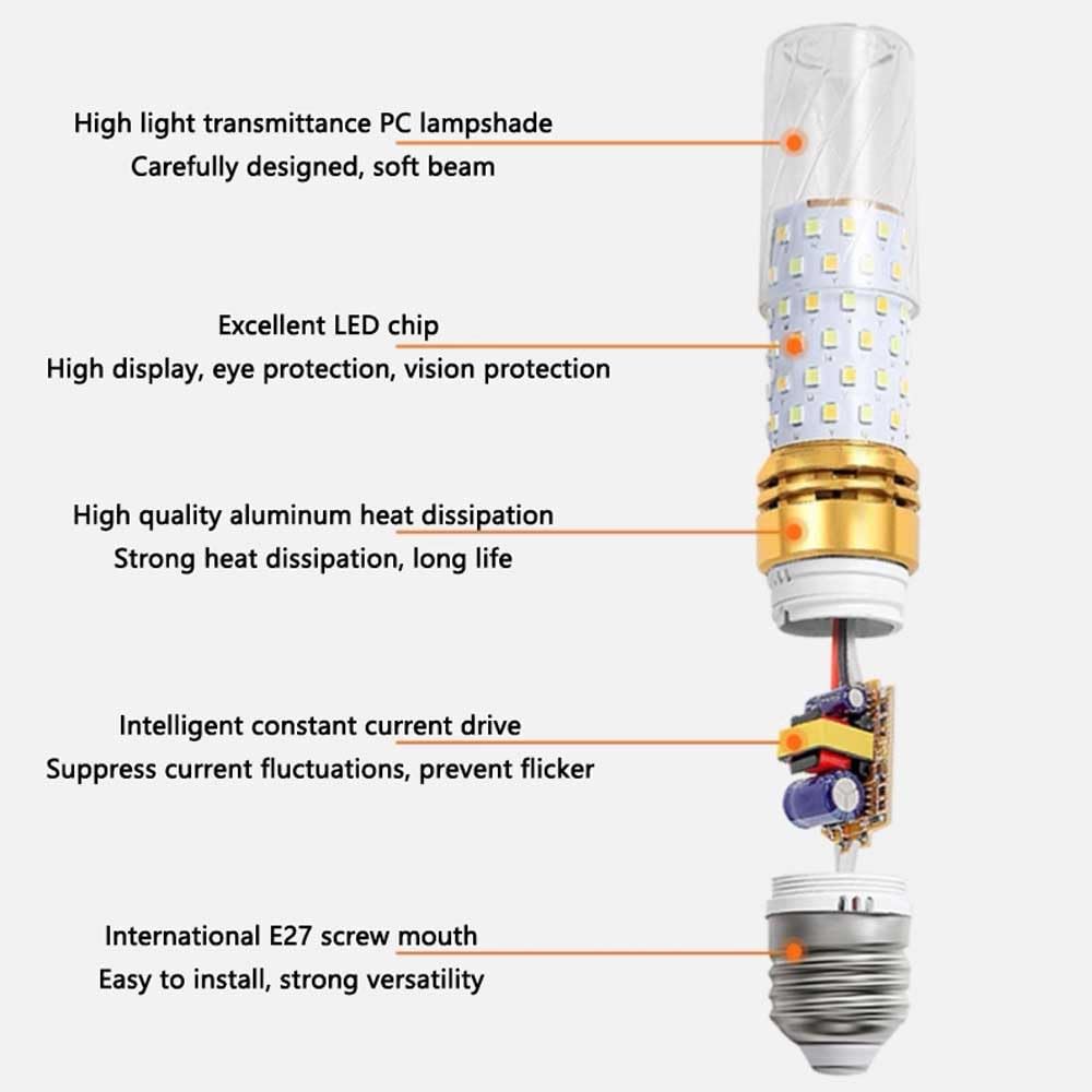 Paquete de 2 Bombillas LED de maíz E27, 16 W, Blanco frío superbrillante, 6000 K, Bombilla de maíz LED E27 de bajo Consumo, 1600 LM, iluminación de luz Variable de Tres Colores, Fuente de luz