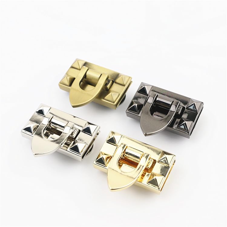 Zamek torebki, Zapięcie typu Twist Turn Lock, Tuck Wielokolorowe 40x24mm Opakowanie 10 sztuk(Light Gold)
