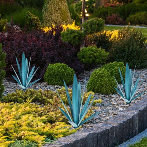 Plants d'agave en métal bleu : décor extérieur de jardin et yard - 3