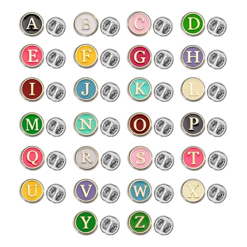 26 Pcs Enamel Letters Brooches Pins for Women Colorful Alphabet Brooch Initial Lapel Pin Badge Alphabet Crafts Breastpin Jewelry Gift for Women Men Clothing Bags Backpacks Jackets Hat
