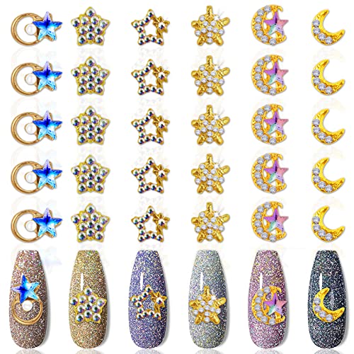SILPECWEE 30 Strasssteine für Nägel, Legierung, Nagelanhänger, 3D-Nagelschmuck, Kristalle, Edelsteine, Nageldekorationsset mit 1 Pinzette Cover