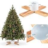 COIL Christbaumständer, Ständer mit Wasserspeicher, Rustikaler Ständer, Sockel für echten Baum, Wasserkapazität: 1-1,3 Liter, Stammdurchmesser: 3,5-11 cm, (Weiß, Breite 48 cm)