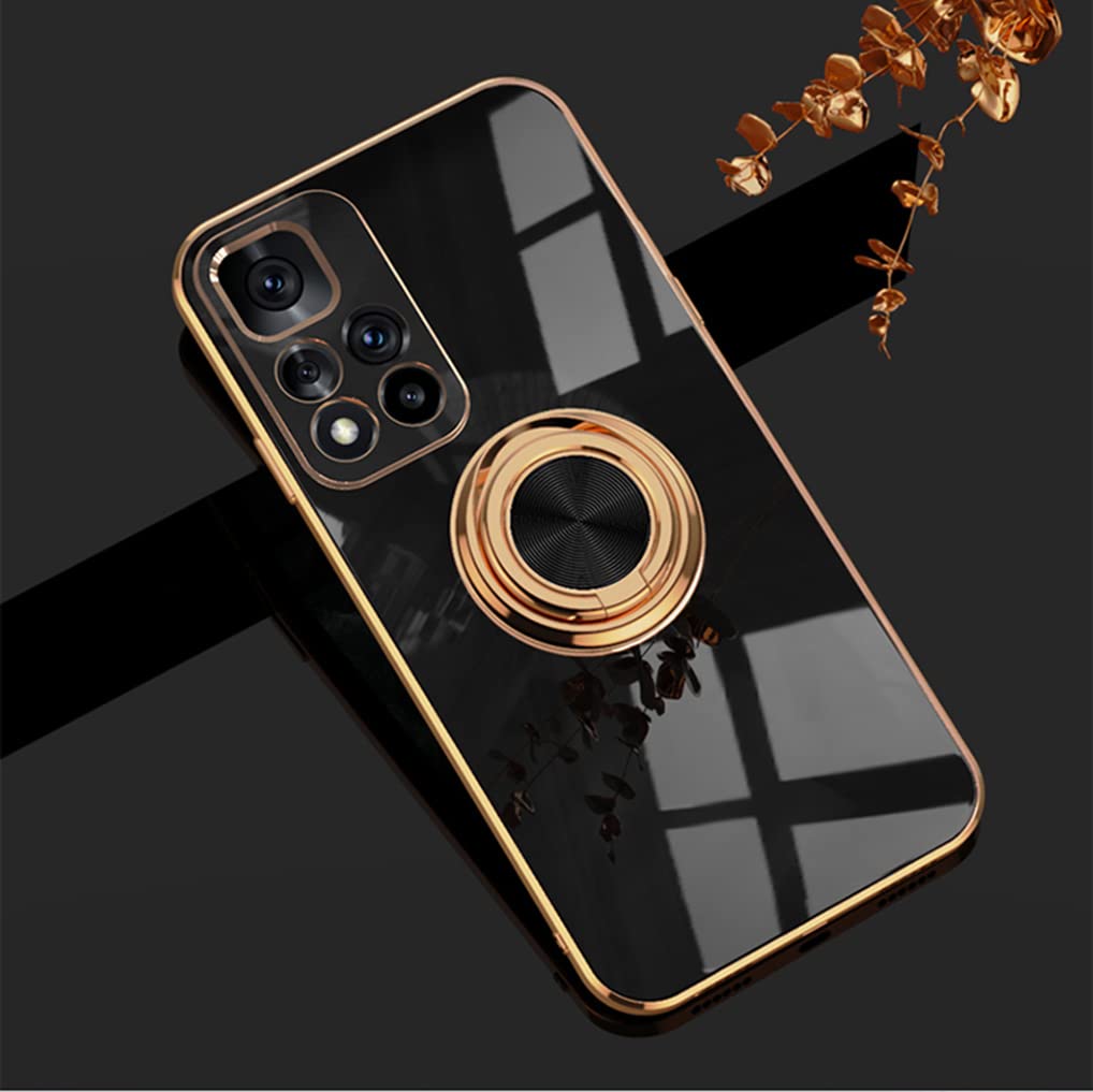 HAOYE Cover Per Xiaomi Redmi Note 11 Pro 5G/4G, Custodia In TPU Morbido Con Anello Porta 360° E Supporto Magnetico, Galvanica Rosa - 2