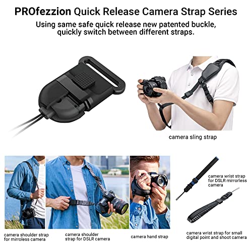 PROfezzion DSLR Camera Shoulder Neck Strap with Metal Secure Quick Release Buckle for D3500 D5600 D7500 D750 D780 D810 D850 D3 D4 D5 Canon 2000D 850D 800D 90D 80D 7D 6D 6DII 5D Mark IV & More - Image 3