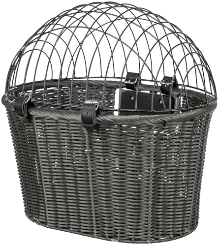 TRIXIE Hundkorg för cykeln fram till 5 kg, 44 × 41 × 34 cm, vävd hundcykelkorg för styret, i elegant pilmönster med...