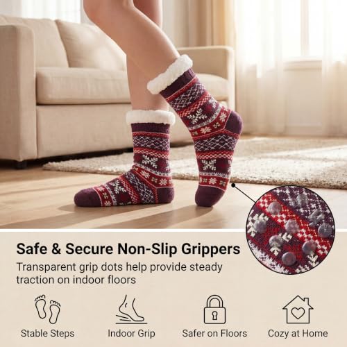 Image of The Metluks Women's Fuzzy Slipper Socks with Non-slip Grippers, Sherpa Lined Warm Cozy Gift Socks