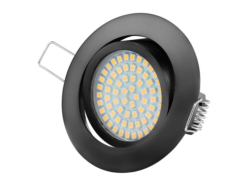 TEVEA PREMIUM LED Einbauleuchte - 230v - Schwenkbare LED Einbaustrahler - Warmweißes Licht - Deckenspot - Austauschbar - Ultra Flach - (5-er set) (Schwarz-Warmweiss(2800K))