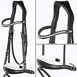 Heinick-Reitsport Trense SoftLine Competition Schwarz Weiß ergonomisch ~ Diamant ~ WB VB Größe Warmblut/Full
