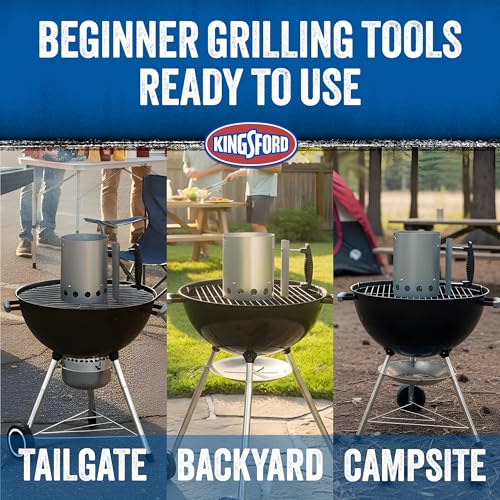 Image of Kingsford Compact Charcoal Chimney Starter for Grills and BBQs, Dimensions 8.1 x 5.7 x 10 Inch, Quick-Light, Heat Shield, Stay-Cool Handle, Durable Zinc Steel, No Assembly