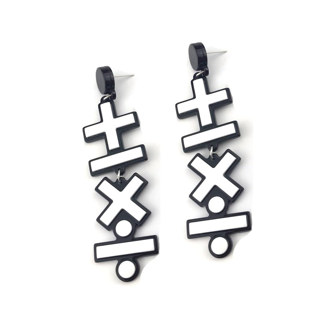 Fashion White Black Dangle Earrings Round Square Triangle Heart Shape Acrylic Simpleism Geometric Drop Earrings for Women