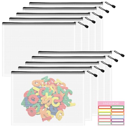 Image of 10pcs Mesh Zipper Pouch Bags, B4 Sizes Zipper Pouch, Black Mesh Bags with Zipper, Plastic Zipper Pouches, Zipper Pouches for Organizing, Board Game Storage, Travel, School Office